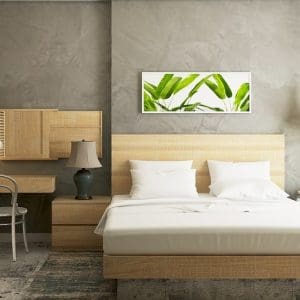 aparthotel bedroom using sustainable furnishings