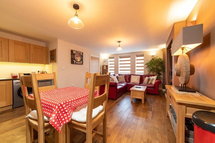 Living and dining area in Caroline Street Apartment