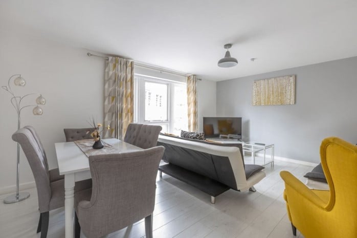 Living and dining area in Graham Street Apartment Birmingham