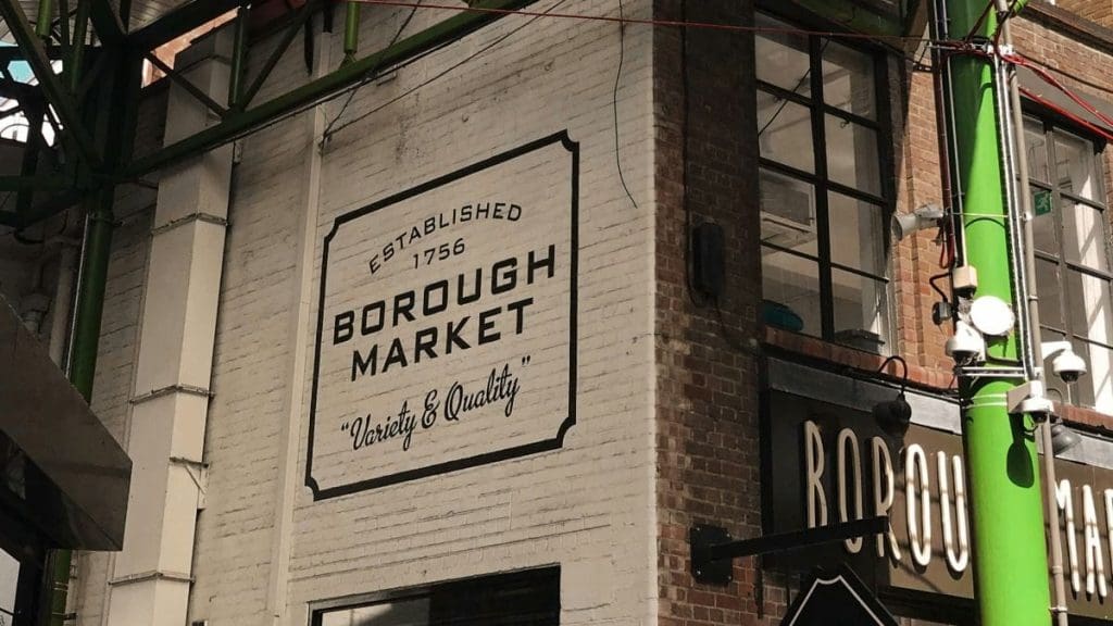 Sign for Borough Market in East London