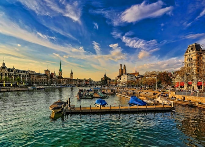 Zurich old town by the river