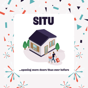 House surrounded by confetti with the Situ logo